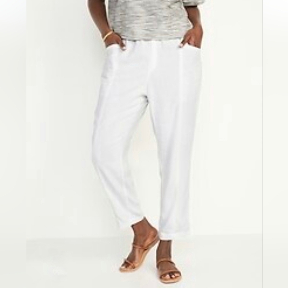 Old Navy High-Waisted Cropped Linen-Blend Straight-Leg Pants Size 4X